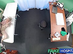 Tattooed blonde with big tits seduced her doctor and had sex with him in his office