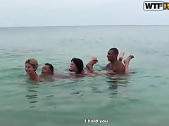 Russian blonde is alone in the forest and getting ready to suck a stranger's dick