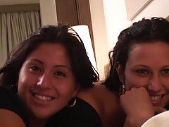 Spanish whores went to a vacation together and had wild sex adventure with the same guy