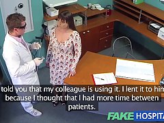 Naughty lady asked her doctor to fuck her brains out in his office, because it excites her