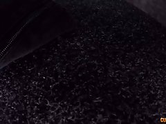 Rude brunette bitch in mesh stockings, Candy was having anal sex, in the local store