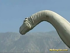 Naive girl went into a stranger's van and got fucked by two guys at the same time