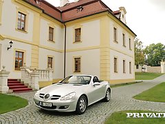 Wealthy blonde woman in black stockings and garter belt, Belle Claire, is fucking her new lover