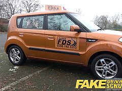 Chubby woman fucked a guy who was supposed to teach her to drive a car