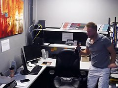 After a workout, two sweaty ladies are playing with their white vibrator, in the locker room