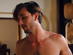 Sexy teen brunette took off her clothes for her married neighbor and had sex with him