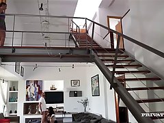  Hot step mom, Ania Kinski is teaching her step daughter how to suck a huge greasy dick