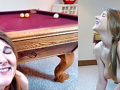 Adorable teen was learning to play billiard but in the end she decided to suck dick