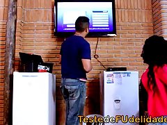 Voluptuous brunette in pink lingerie seduced a guy she just met, because she needed rough sex