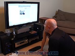 Big ass woman was trying to fix the TV when her husband came to fuck her good