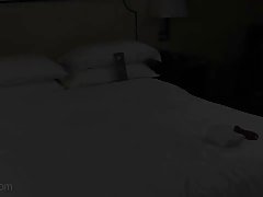 Slutty girl is toying her asshole with a purple vibrator, because she likes it a lot