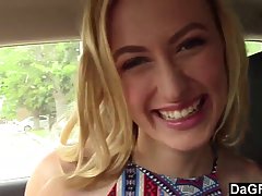 Small titted blonde has a very deep throat and can suck a dick like a whore