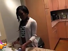 Black babe was at home when her boyfriend's friend showed up to fuck her good